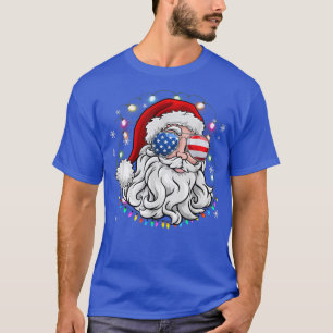 Santa Claus Patriotic USA Sunglasses Christmas in T-Shirt