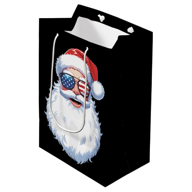 Santa Claus Patriotic USA Sunglasses Christmas  Medium Gift Bag (Front Angled)