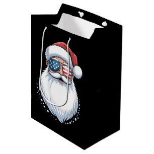 Santa Claus Patriotic USA Sunglasses Christmas Medium Gift Bag