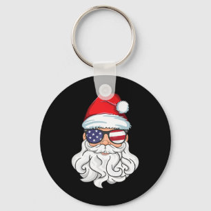 Santa Claus Patriotic Usa Sungles Kids Christmas I Keychain