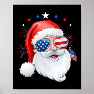 Santa Claus Patriotic Usa Sungles Kids Christmas I Poster