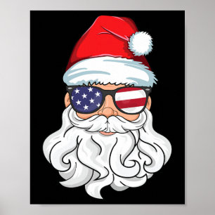 Santa Claus Patriotic Usa Sungles Kids Christmas I Poster