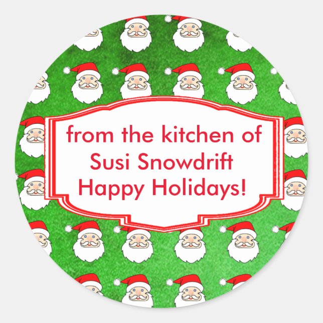 Santa Claus Pattern Customizable Holiday Stickers (Front)