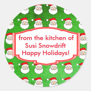 Santa Claus Pattern Customizable Holiday Stickers