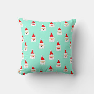 santa claus pattern mid century christmas throw pillow