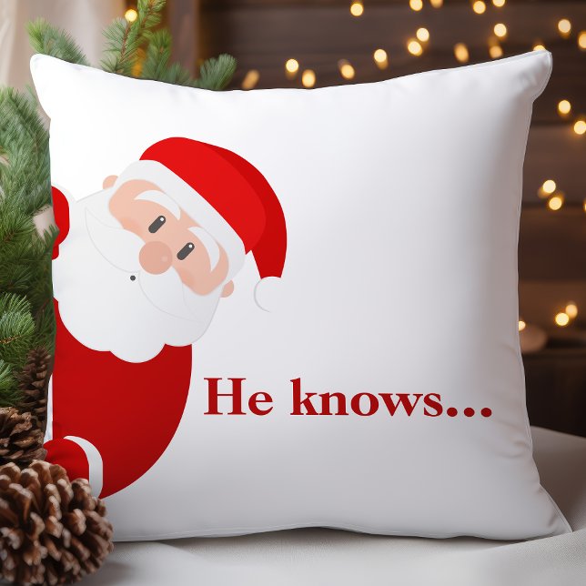 Santa Claus Peeking Holiday Design Throw Pillow (Creator Uploaded)