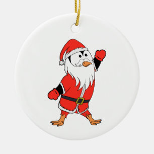 Santa Claus Penguin Ready for Christmas Ceramic Ornament