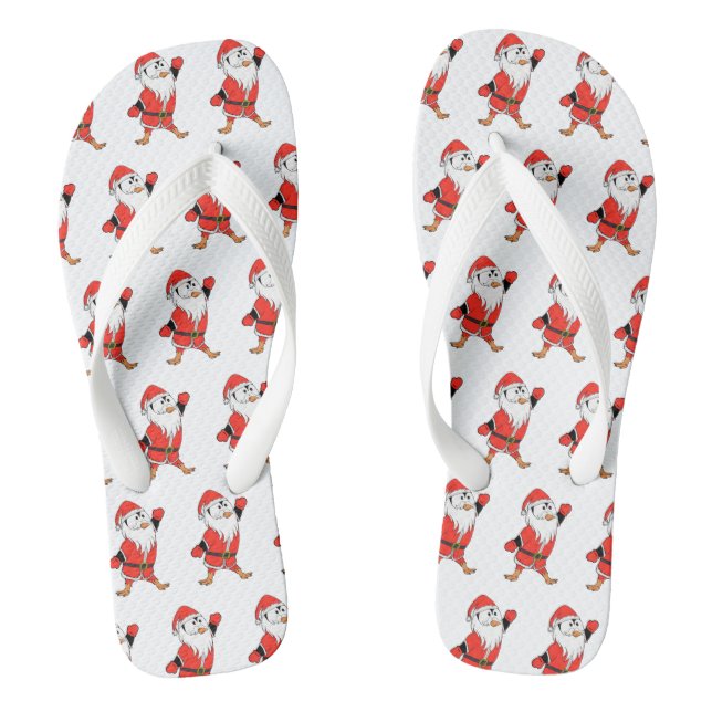 Santa Claus Penguin Ready for Christmas Flip Flops (Footbed)