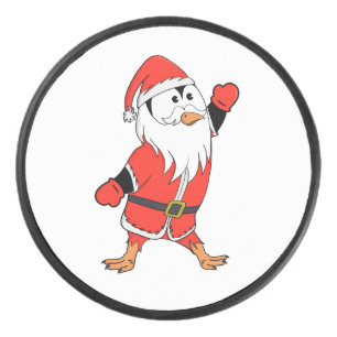 Santa Claus Penguin Ready for Christmas Hockey Puck