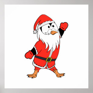 Santa Claus Penguin Ready for Christmas Poster