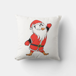 Santa Claus Penguin Ready for Christmas Throw Pillow