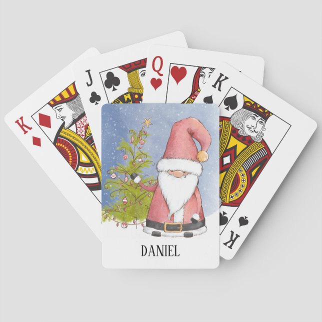 Santa Claus Personalized Christmas Playing Cards (Back)