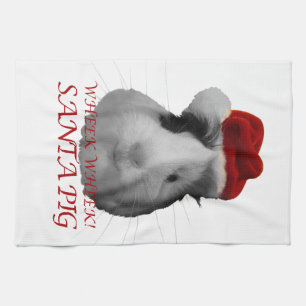 Santa Claus Pig Guinea Pig Christmas Holidays Kitchen Towel