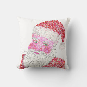 Santa Claus Pillow, Two Sided Drawing Pointillism Throw Pillow