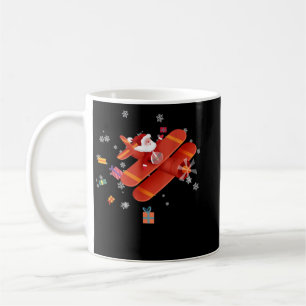 Santa Claus Pilot Flying Airplane Merry Christmas  Coffee Mug