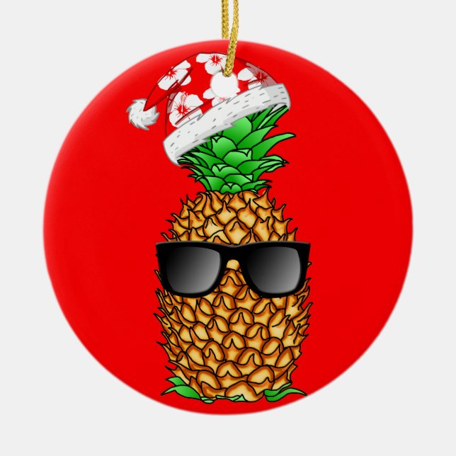 Santa Claus Pineapple Ceramic Ornament (Front)