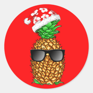 Santa Claus Pineapple Classic Round Sticker