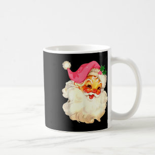 Santa Claus Pink Christmas Face Old Xmas Vintage P Coffee Mug