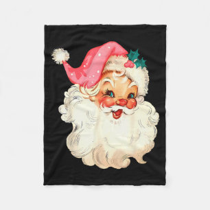 Santa Claus Pink Christmas Face Old Xmas Vintage P Fleece Blanket