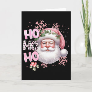 Santa Claus Pink Xmas Christmas Holidays Girl Card