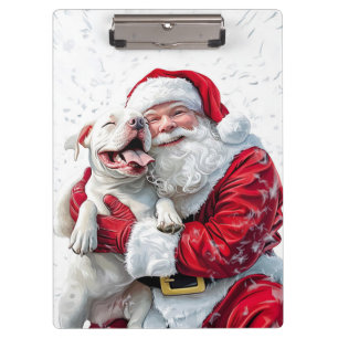 Santa Claus & Pitbull Puppy Dog Clipboard