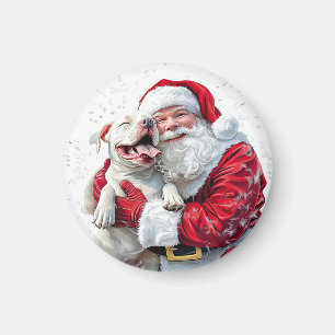 Santa Claus & Pitbull Puppy Dog Magnet