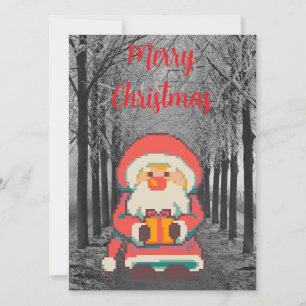 Santa Claus Pixelart Merry Christmas, Pixel Art Holiday Card