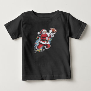 Santa Claus Playing American Football Christmas  Baby T-Shirt