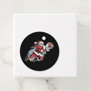Santa Claus Playing American Football Christmas  Favour Tags