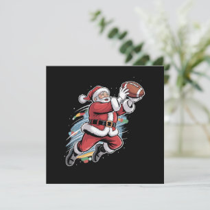 Santa Claus Playing American Football Christmas Invitation