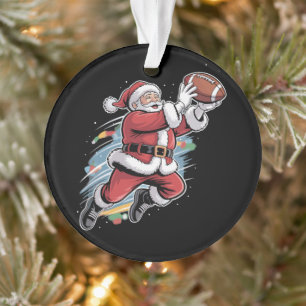 Santa Claus Playing American Football Christmas  Ornament