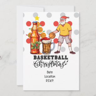 Santa Claus playing Basketball Christmas Invitation
