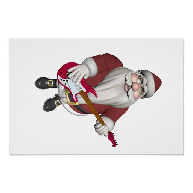 Santa Claus Playing Electric Guitar Poster (Front)
