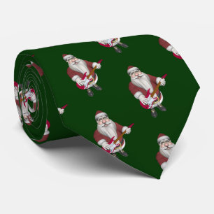 Santa Claus Playing Electric Guitar Tie