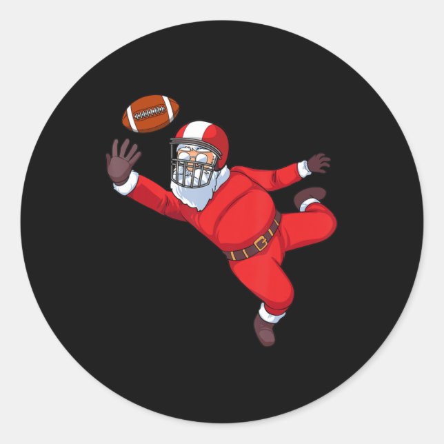 Santa Claus playing football  Classic Round Sticker (Front)
