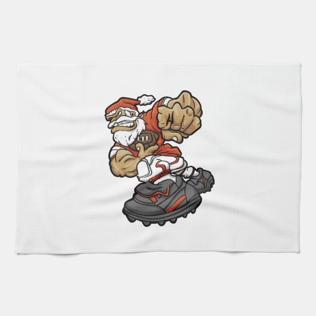 Santa Claus Playing Football illustration Kitchen Towel (Horizontal)