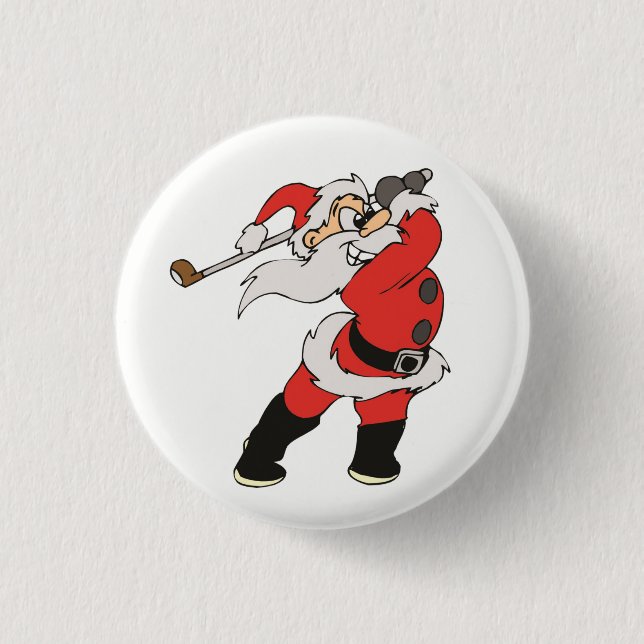 Santa Claus playing golf 1 Inch Round Button (Front)