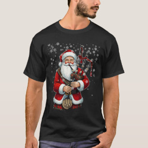 Santa Claus Playing Gpipes - Funny Gpiper Player X T-Shirt