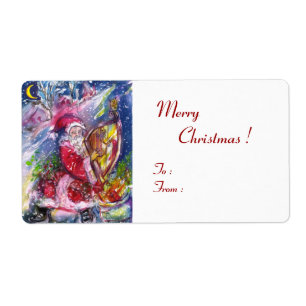 SANTA CLAUS PLAYING HARP IN THE MOONLIGHT