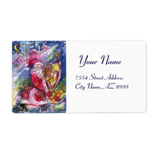 SANTA CLAUS PLAYING HARP IN THE MOONLIGHT