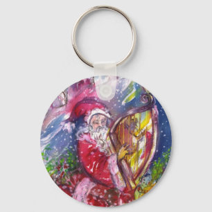 SANTA CLAUS PLAYING HARP IN THE MOONLIGHT KEYCHAIN
