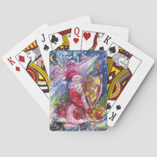 SANTA CLAUS PLAYING HARP IN THE MOONLIGHT PLAYING CARDS