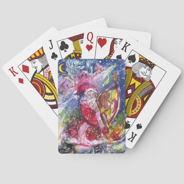 SANTA CLAUS PLAYING HARP IN THE MOONLIGHT PLAYING CARDS (Back)