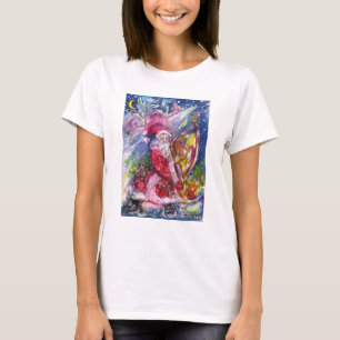 SANTA CLAUS PLAYING HARP Musical Christmas Night T-Shirt