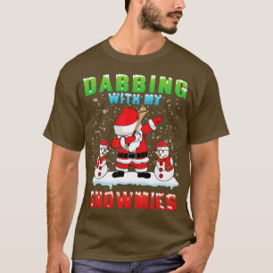 Santa Claus Playing Hurling Dabbing With Snowmies  T-Shirt