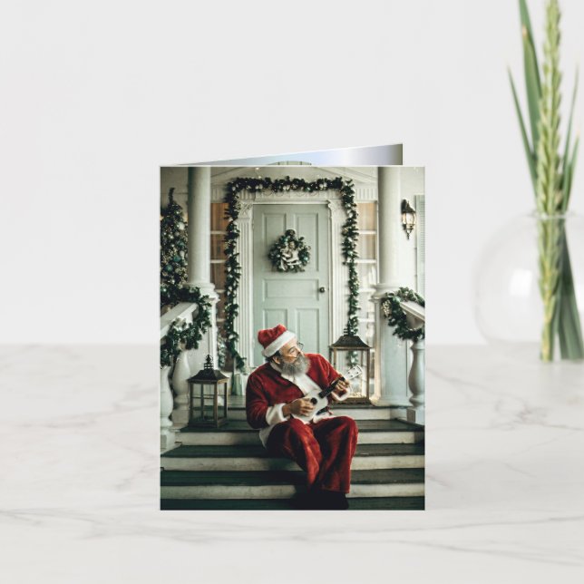 Santa Claus Playing Music Card (Front)
