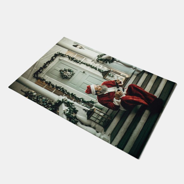 Santa Claus Playing Music Doormat (Angled)