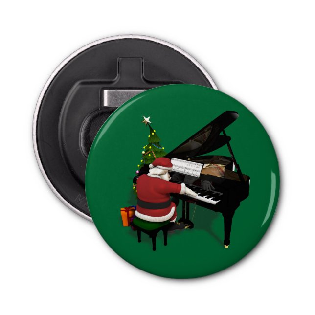 Santa Claus Playing Piano Bottle Opener (Front)