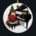 Santa Claus Playing Piano Ceramic Ornament<br><div class="desc">background colour can be changed: CUSTOMIZE it
 father christmas behind his black keyboard instrument - playing sweet xmas chorals for music lovers - what a fantastic pianist</div>