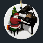 Santa Claus Playing Piano Ceramic Ornament<br><div class="desc">background colour can be changed: CUSTOMIZE it
father christmas behind his black keyboard instrument - playing sweet xmas chorals for music lovers - what a fantastic pianist</div>